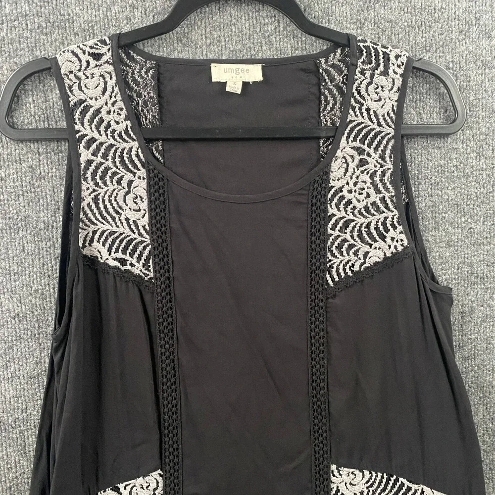 UMGEE‎ Dress Womens Small Black Crochet Sleeveless Scoop Neck Boho Hippie Fairy